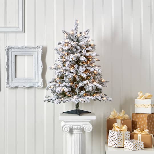 3ft. Pre-Lit Flocked North Carolina Fir Artificial Christmas Tree with Warm White Lights